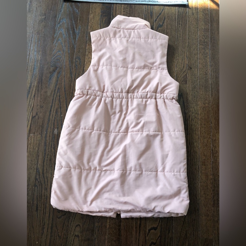 Motherhood Womens M Sleeveless Long Pregnancy Puffer Vest w/Pockets - Light Pink - Picture 10 of 13